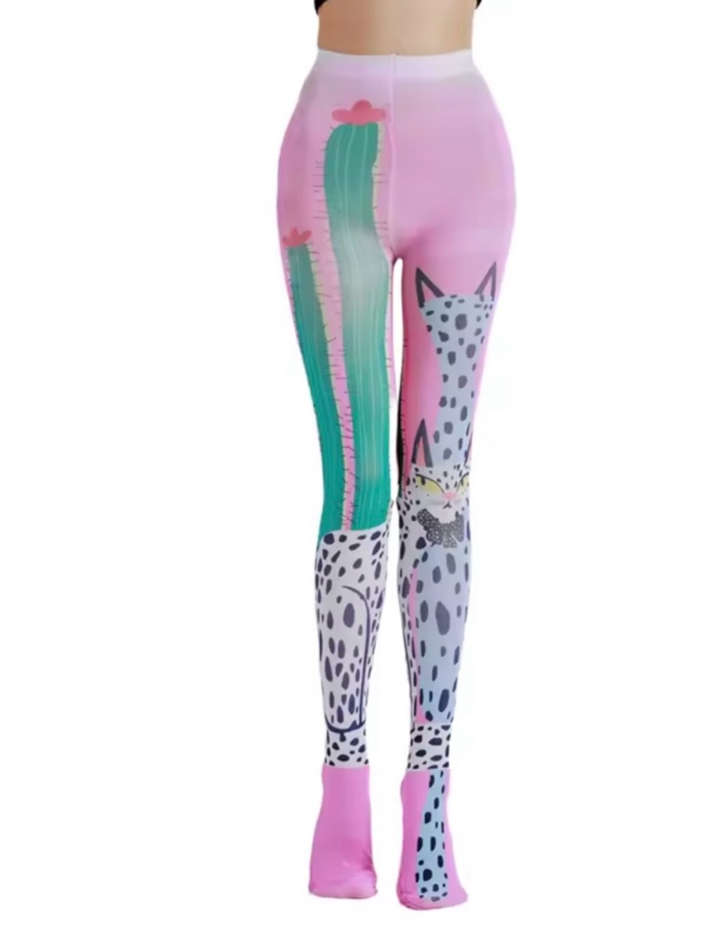 Kids Pink Cactus & Leopard Print Leggings
